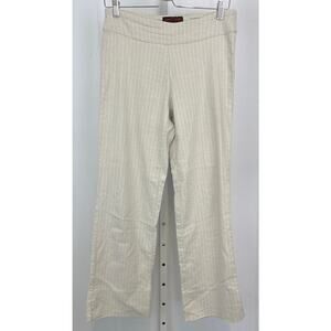 KRAZY LARRY Striped Pull On Ankle Pants Mid Rise Flat Front Stretch Beige Size 8